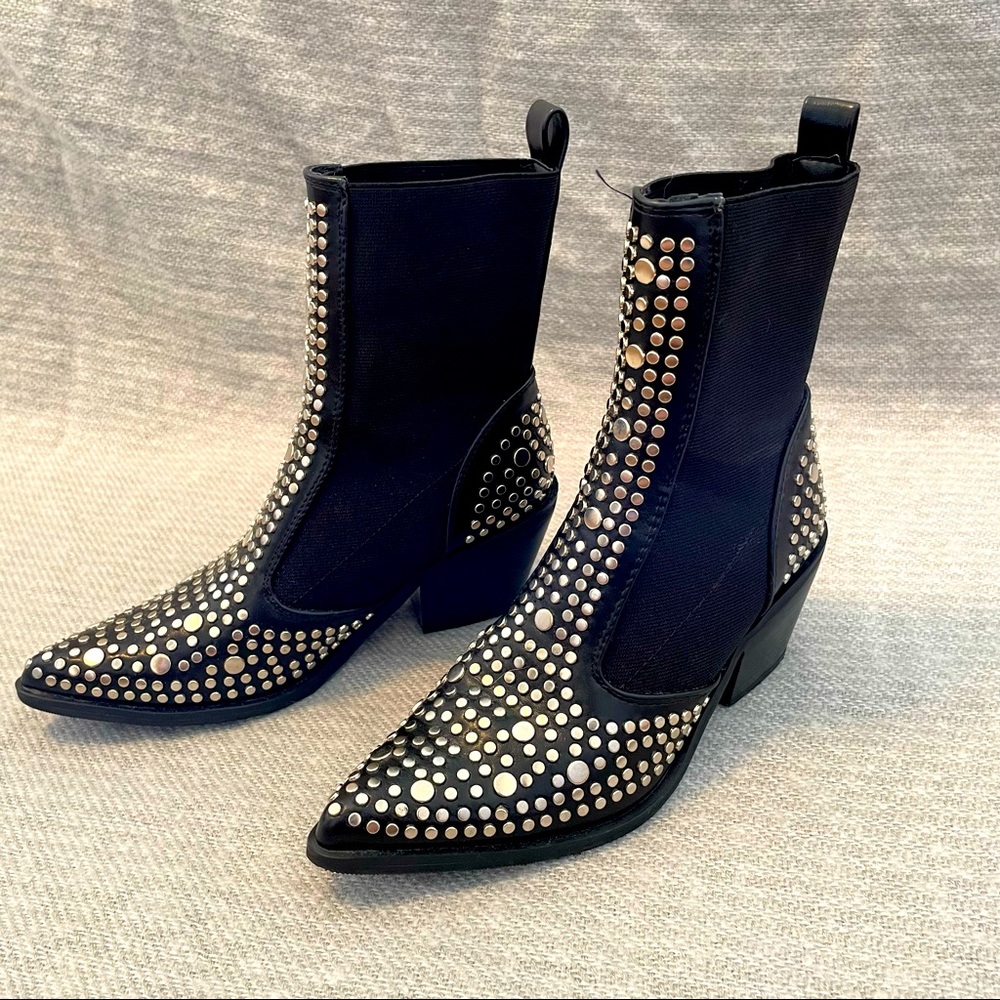Studded black cowboy boot.  No tags, never worn, size 37